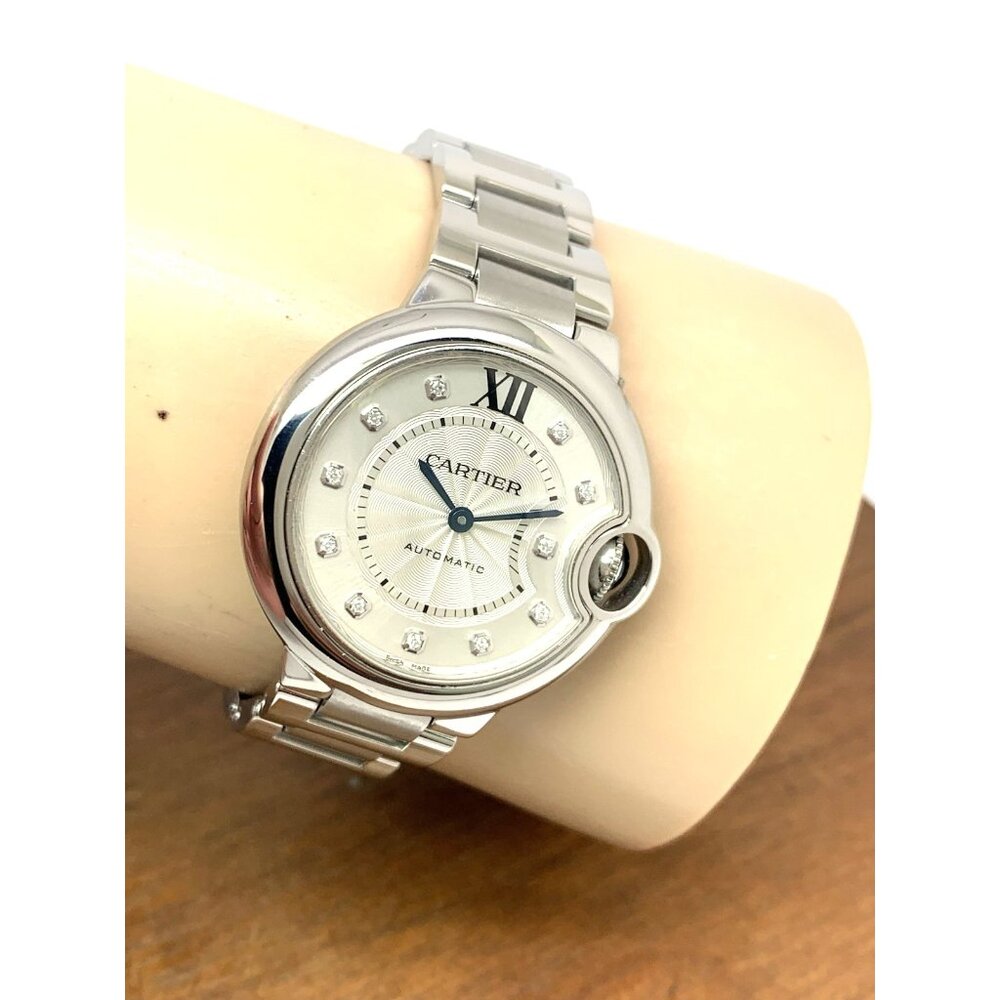 Cartier Ballon Bleu Women's Watch 3489 Swiss Automatic Diamond Dial Steel 33mm - Picture 10 of 14